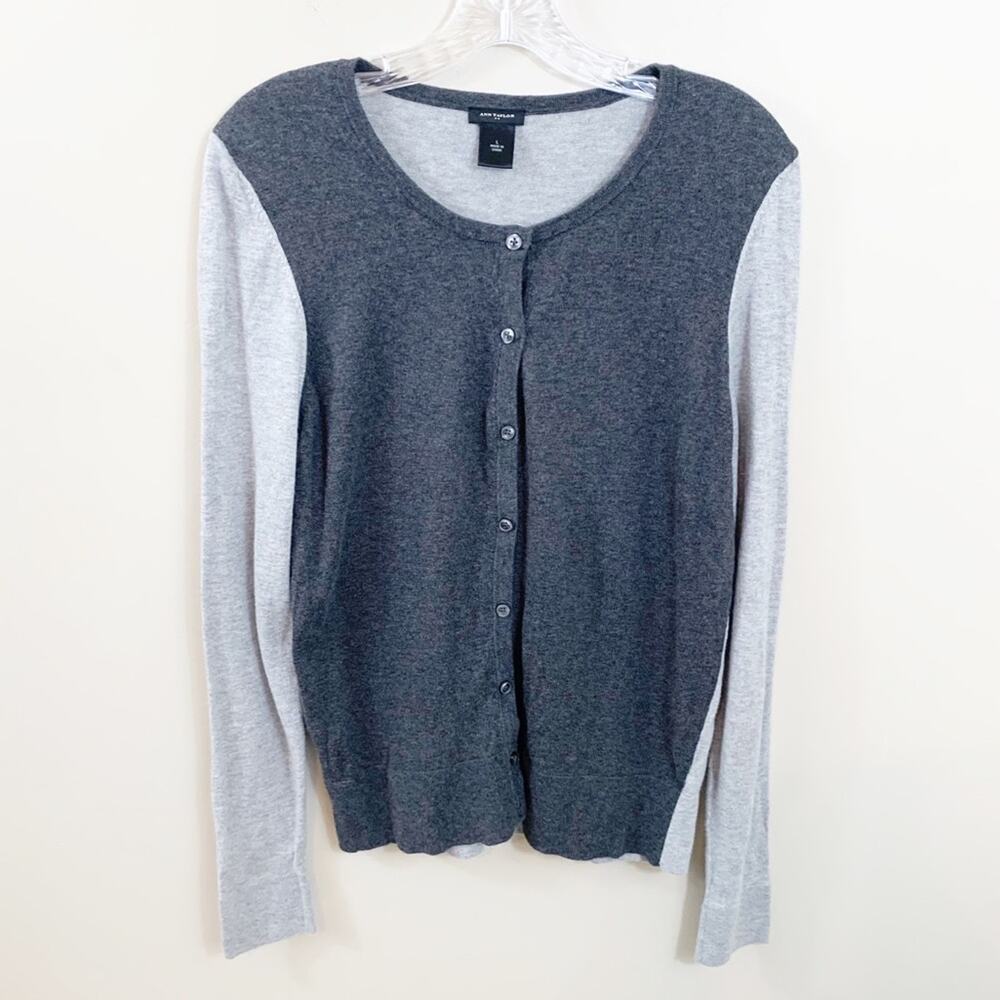 Ann Taylor Color Block Button Down Cardigan